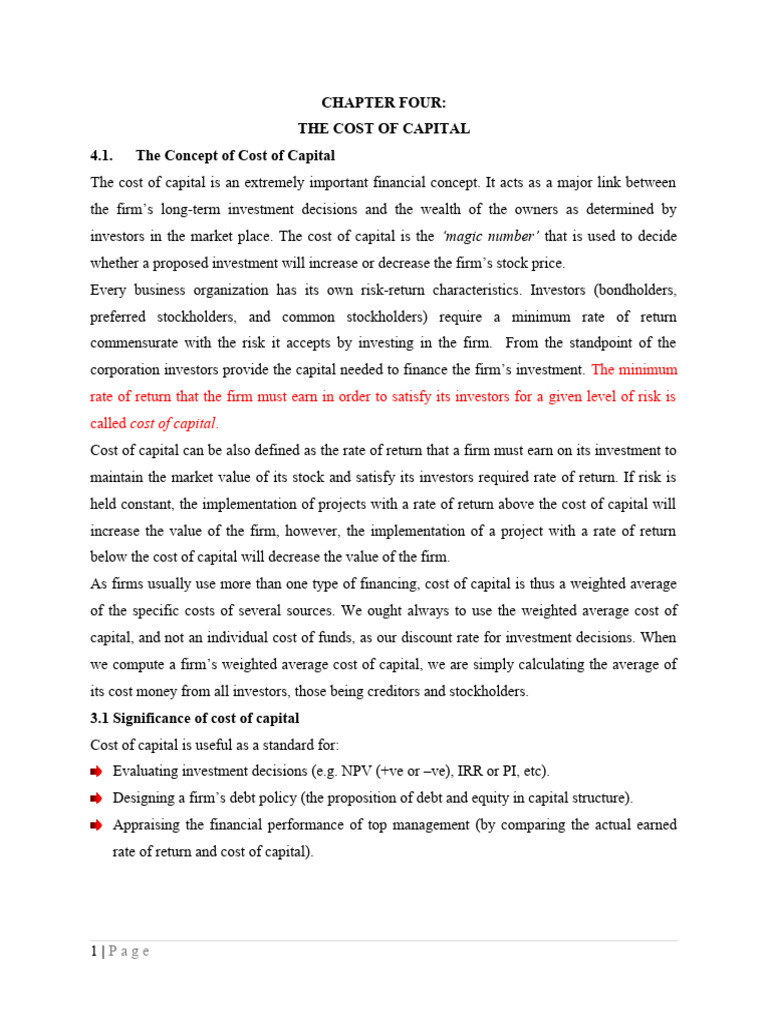 chapter-four-the-cost-of-capital-4-1-the-concept-of-cost-of-capital