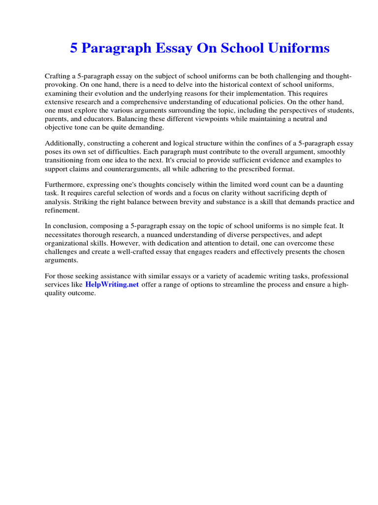 Which Is The Best Thesis Statement For An Essay On School Uniforms