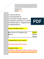 Fundamentals of Returns Portfolio Management