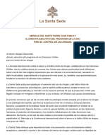 Carta de JPII A La ONU Sobre Las Drogas - 1996