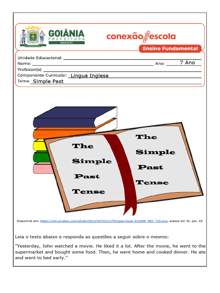 Atividade 1 - Simple Past | PDF | Artes Linguísticas e Disciplina
