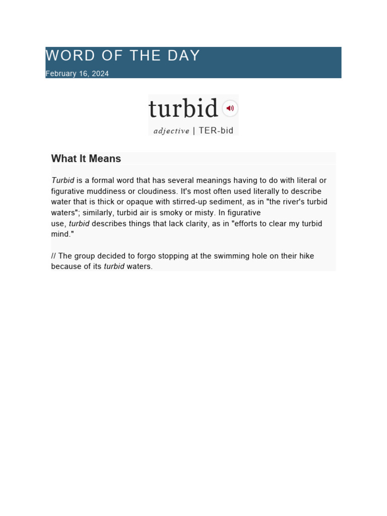 Turbid: Word of The Day | PDF