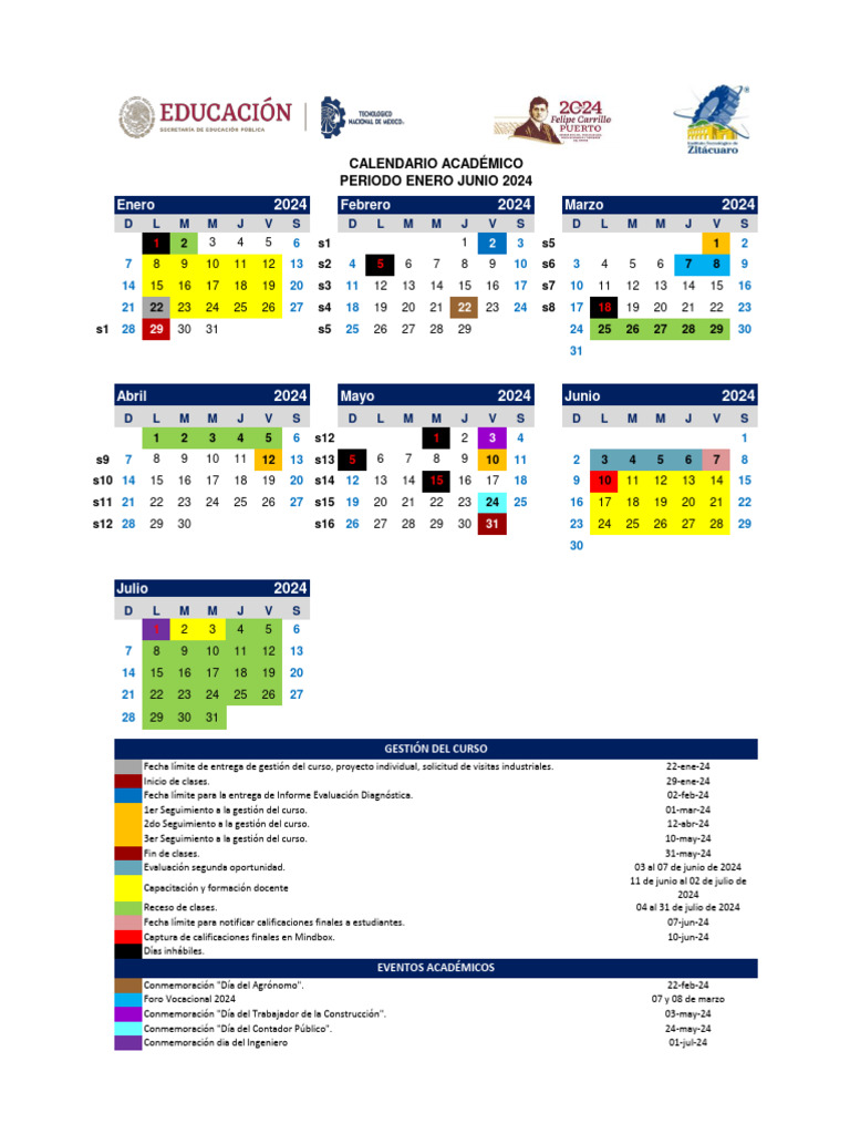 Calendario Académico ITTLA 2024 | PDF