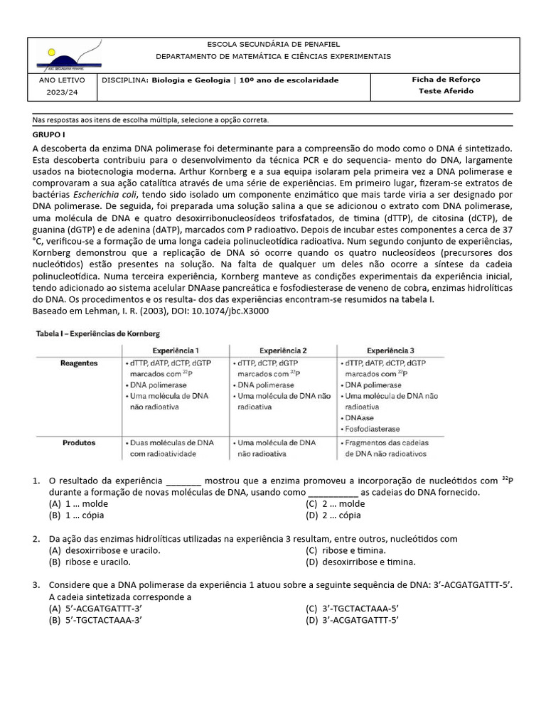 BG10 - FR - Biologia 2ºP | PDF