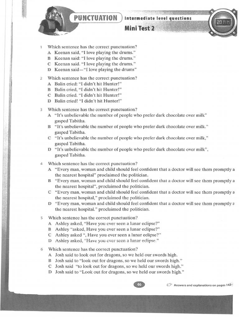 NAPLAN Intermediate Punctuation | PDF