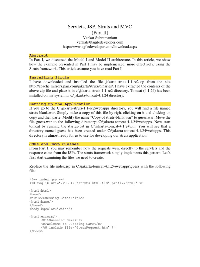 Struts Framework Implementation Guide | PDF