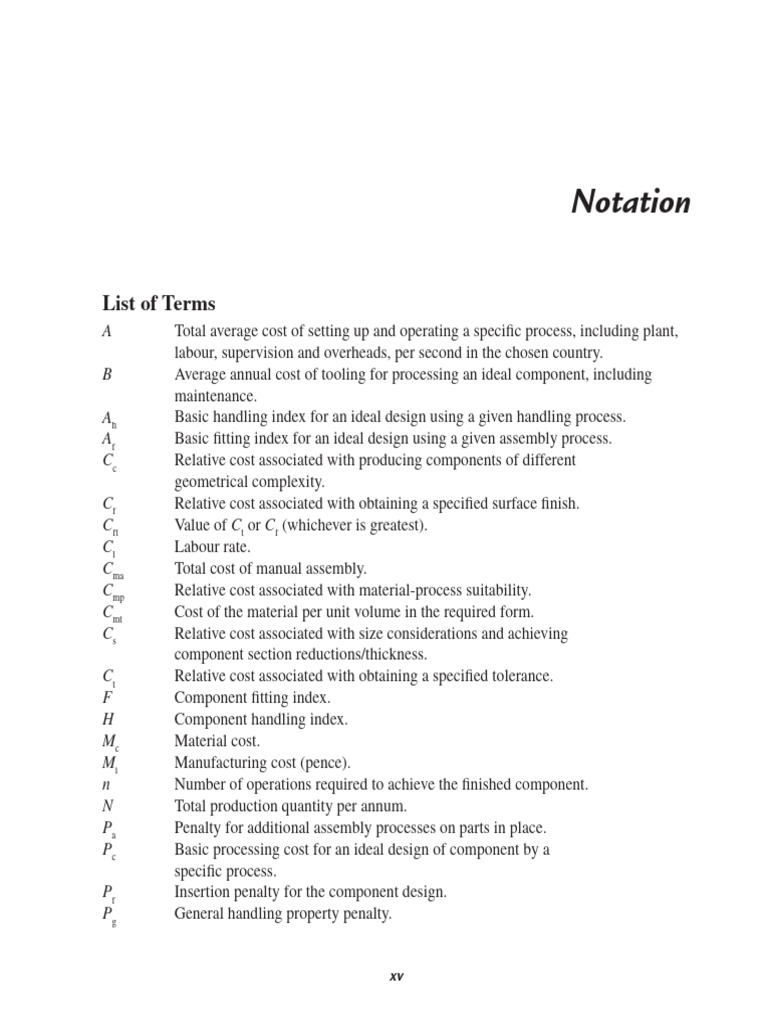 Notation - 2013 - Manufacturing Process Selection Handbook | PDF ...