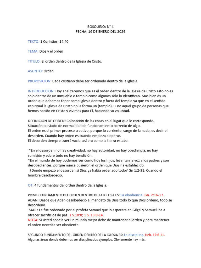 Orden en la Iglesia de Cristo | PDF | Cristo (título) | Iglesia cristiana