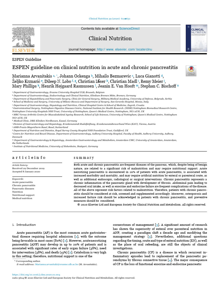 Pancreatitis Nutrition Guidelines | PDF | Randomized Controlled Trial ...