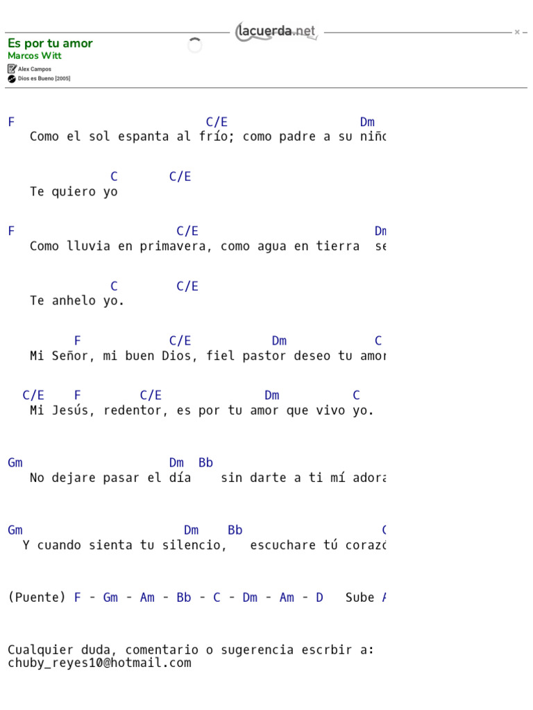 ES POR TU AMOR, Marcos Witt_ Acordes PDF