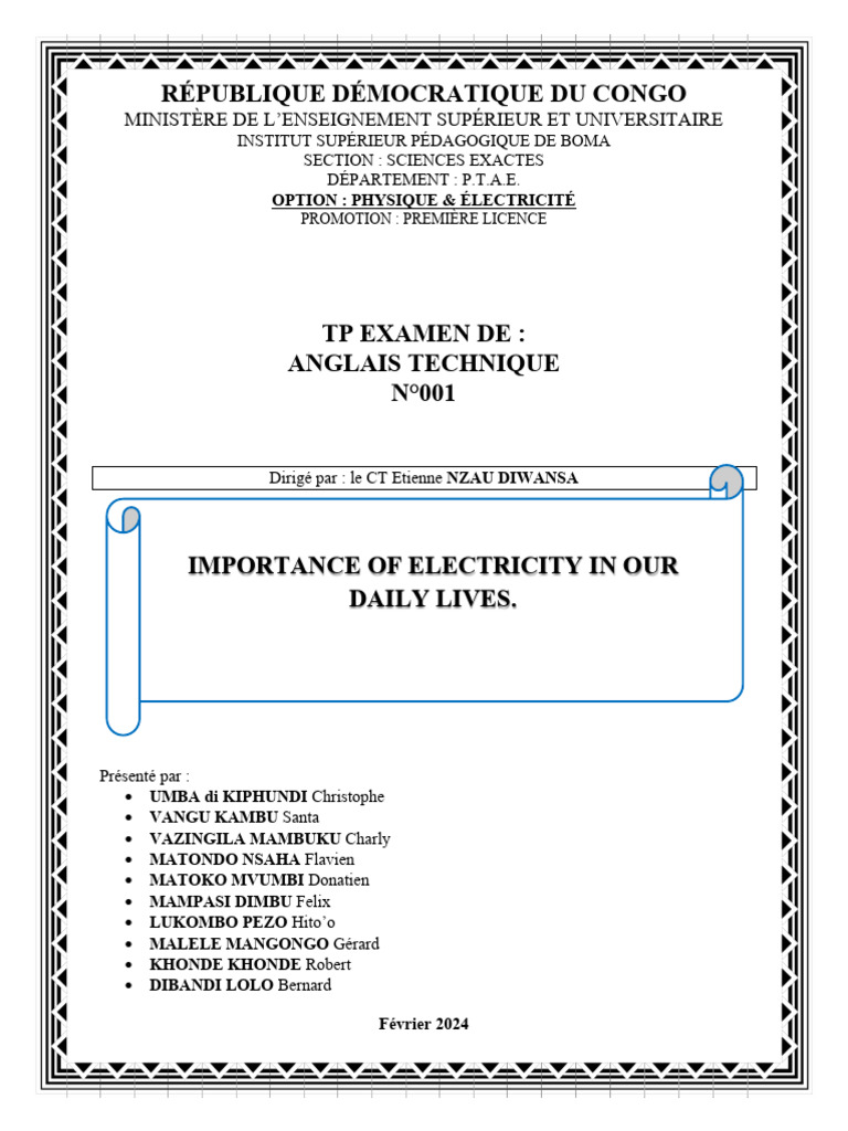 TD Anglais Tech Final Elec | PDF | Electrical Engineering | Climate ...