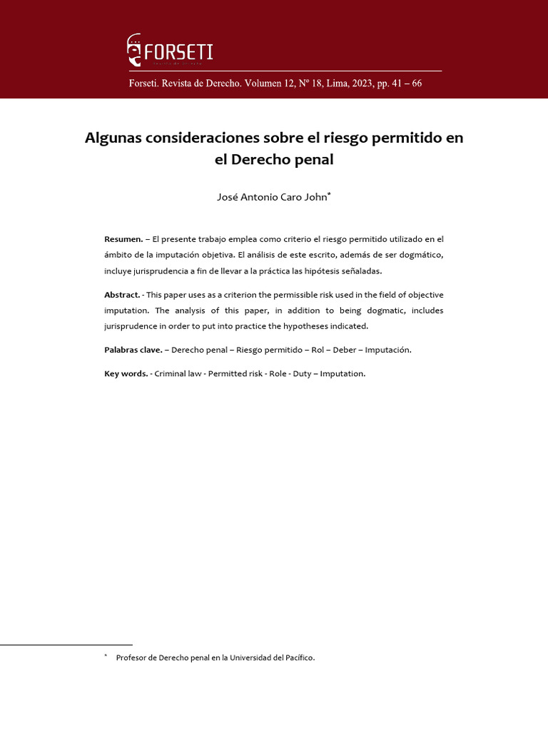 Riesgo permitido en Derecho penal | PDF | Derecho penal | Causalidad (Ley)