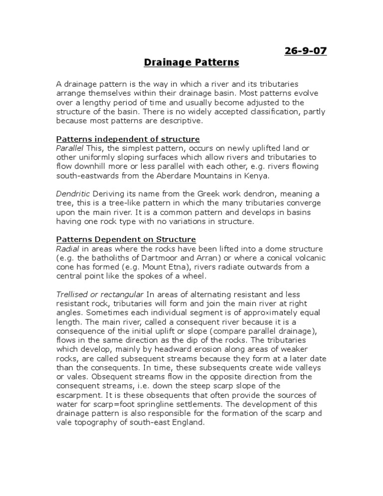 Types of River Drainage Patterns | PDF | Art | Science & Mathematics