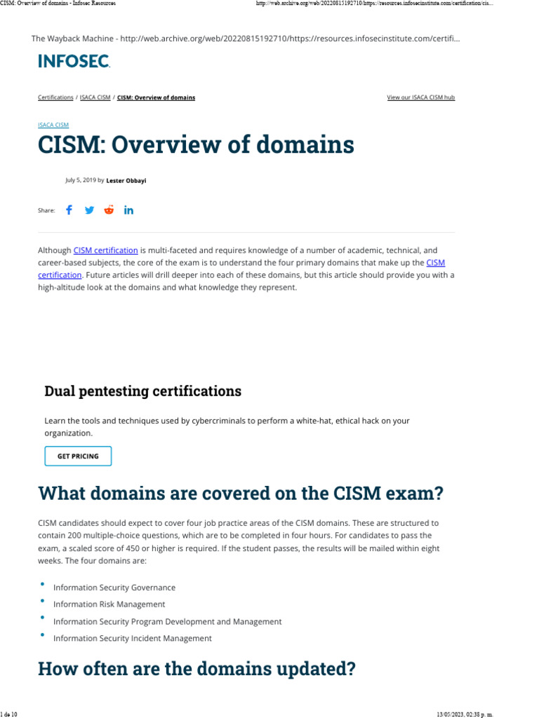 CISM Exam Domains Overview | PDF | Information Security | Risk