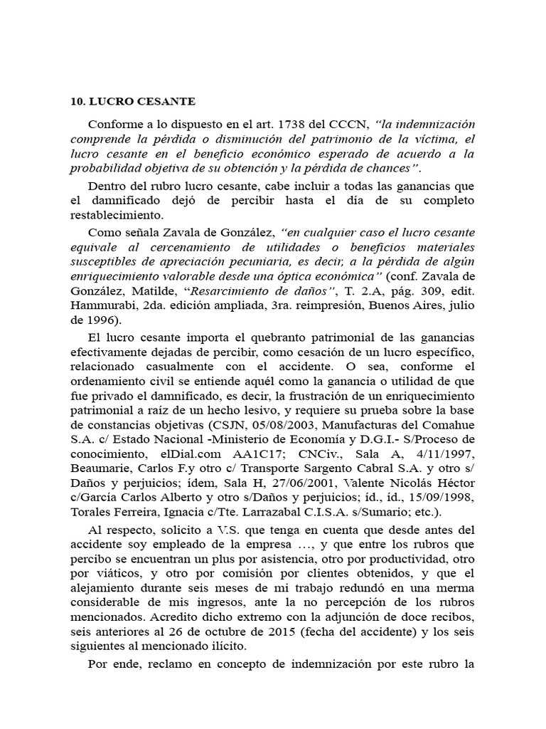 10 Lucro Cesante Fichas | PDF