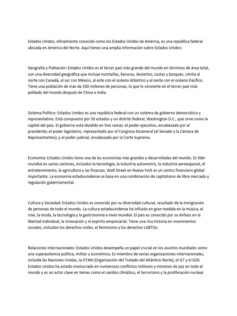 Historia y Estructura de EE.UU. | PDF | Los Estados Unidos | México