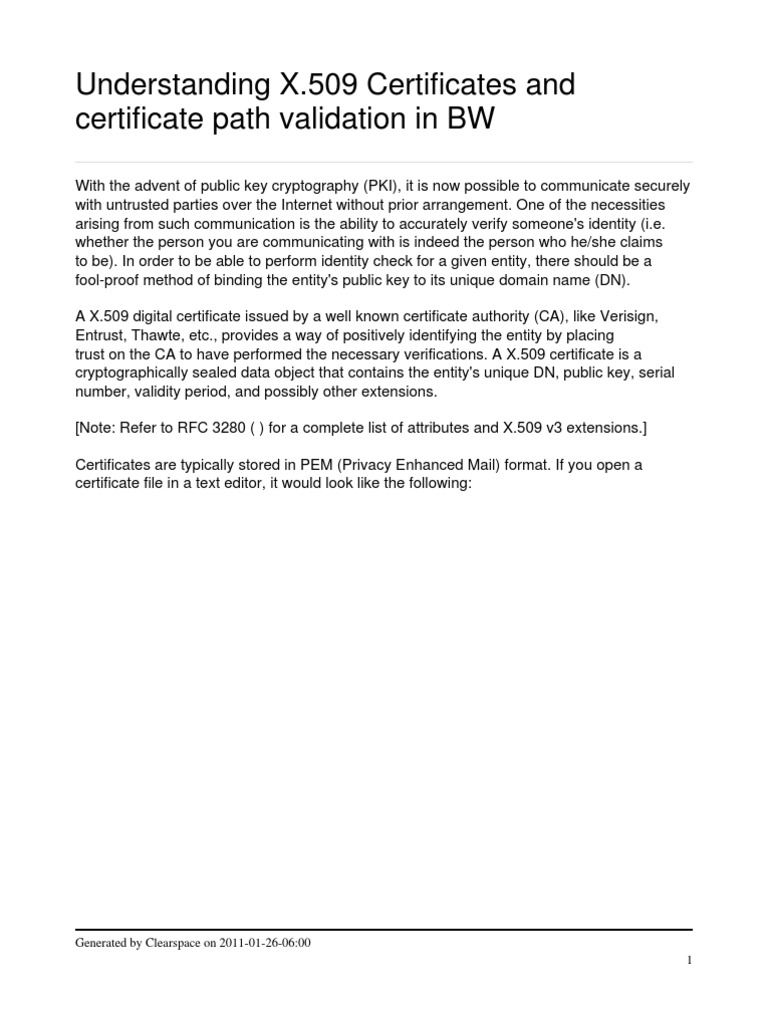 Understanding X.509 Certificates and Certificate Path Validation in BW