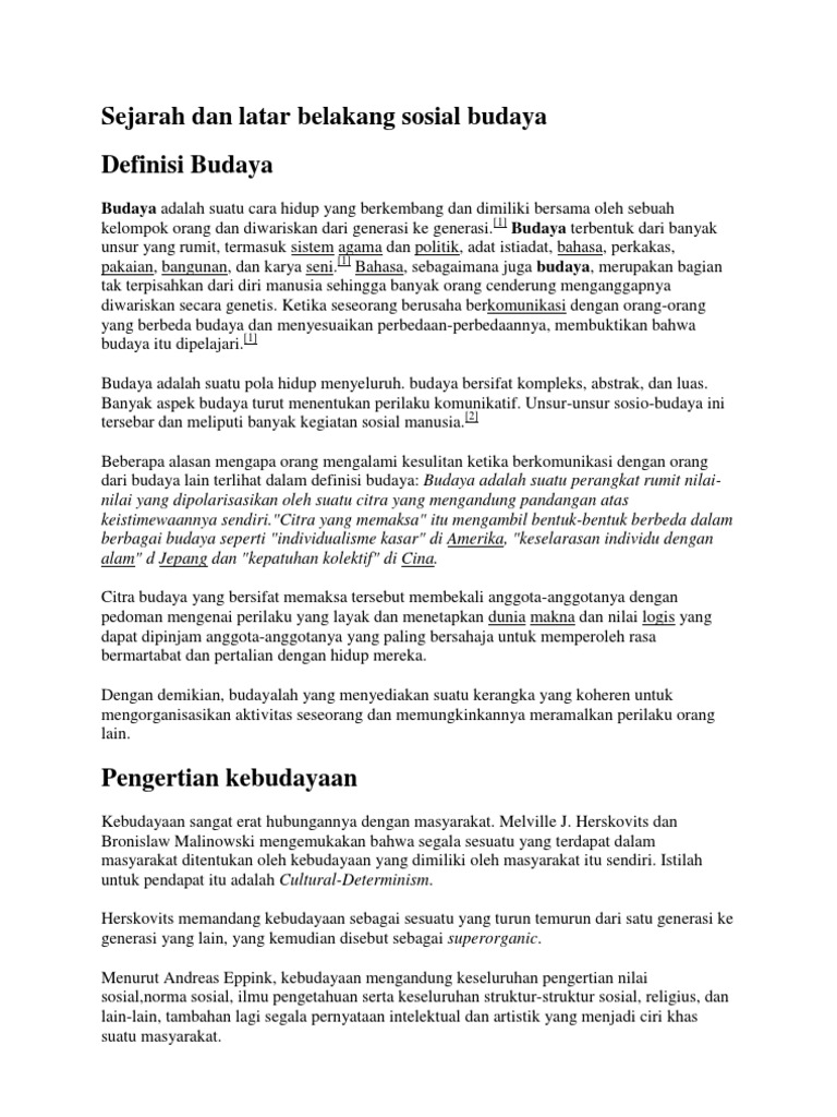 Sejarah dan Latar Belakang Sosial Budaya
