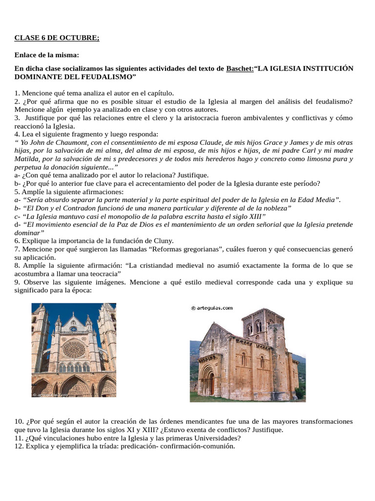 Clase 6 de Octubre La Iglesia | PDF | Edades medias | Iglesia Católica