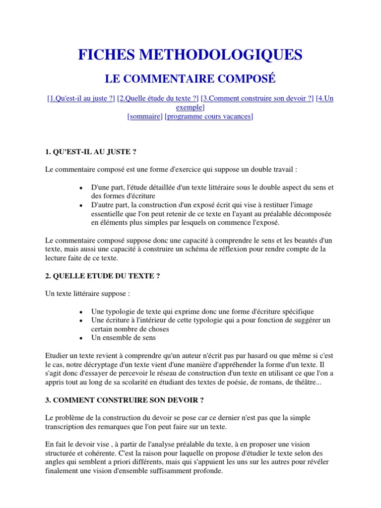 commentaire composé | Poésie | Lexique