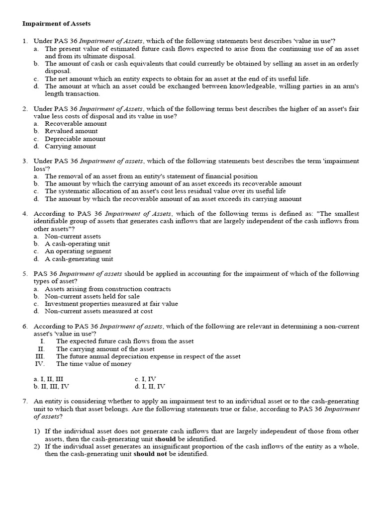 PAS 36 Impairment of Assets Overview | PDF | Depreciation | Financial ...
