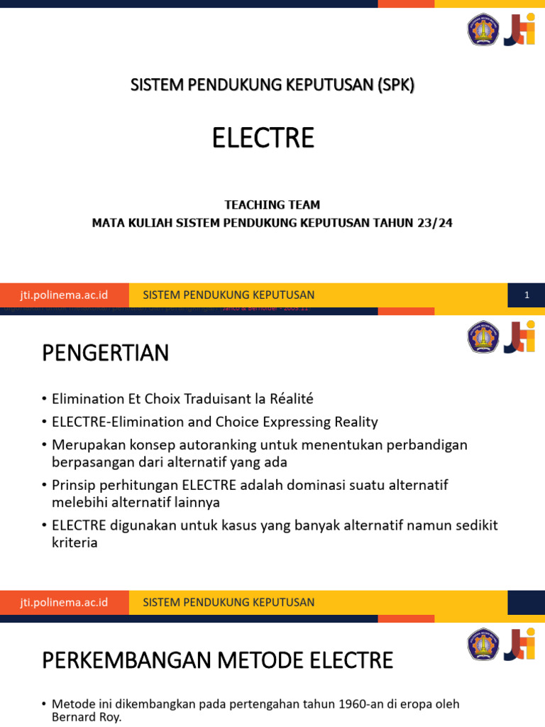 Metode ELECTRE dalam SPK Kuliah | PDF