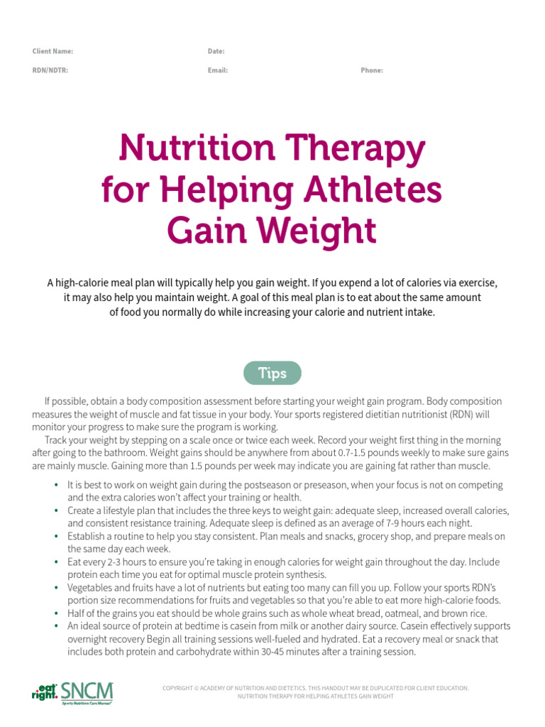 SNCM Nutrition Therapy For Helping Athletes Gain Weight 2021.pdf Safe