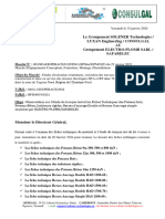 Lettre 0019 Observations Études Du Tronçon Test Et Fiches Techniques Soumises Par ELECTRO-PLOMB - SAFARELEC - Signé