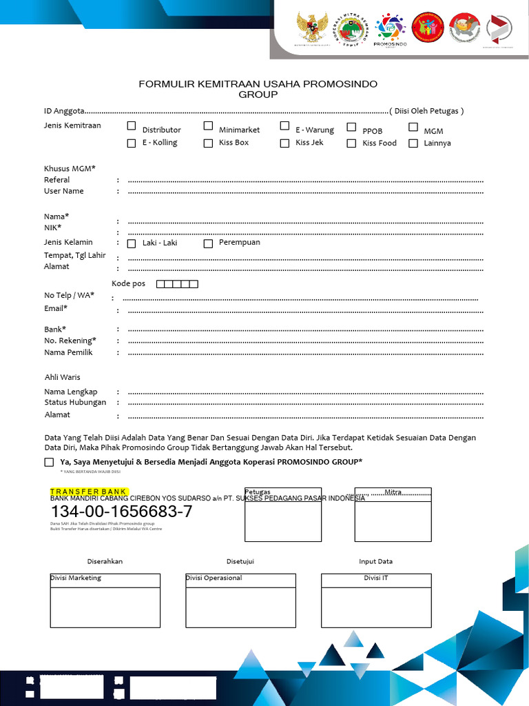 Form Kemitraan Usaha Cetak | PDF