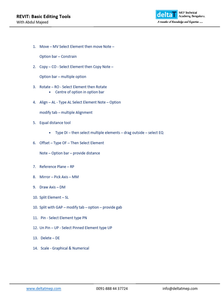 Revit Basic Editing Tools Guide | PDF