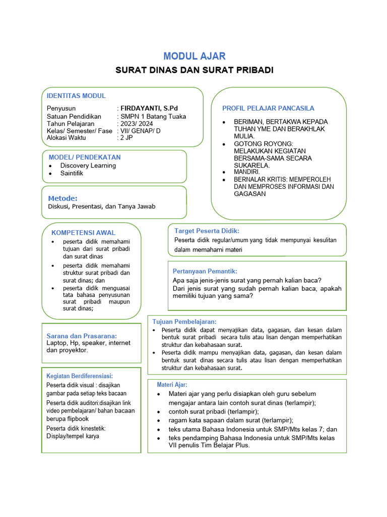 Panduan Menulis Surat Dinas dan Pribadi | PDF