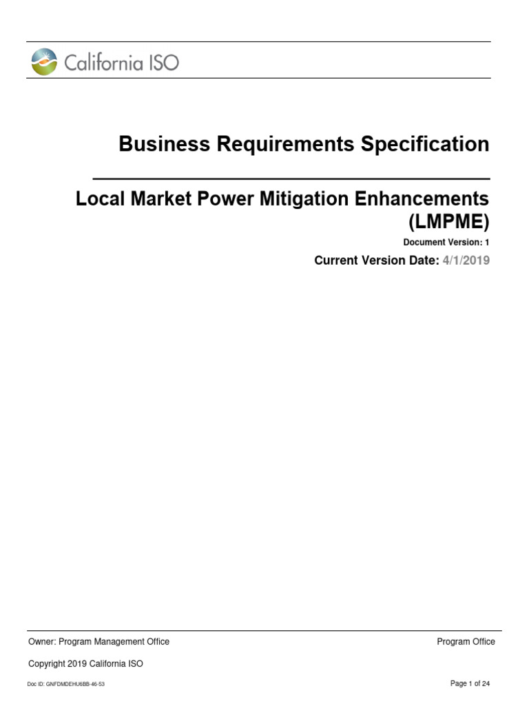 BusinessRequirementsSpecification LMPMEnhancements | PDF