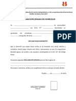 Declaración Jurada de Domicilio Pmu