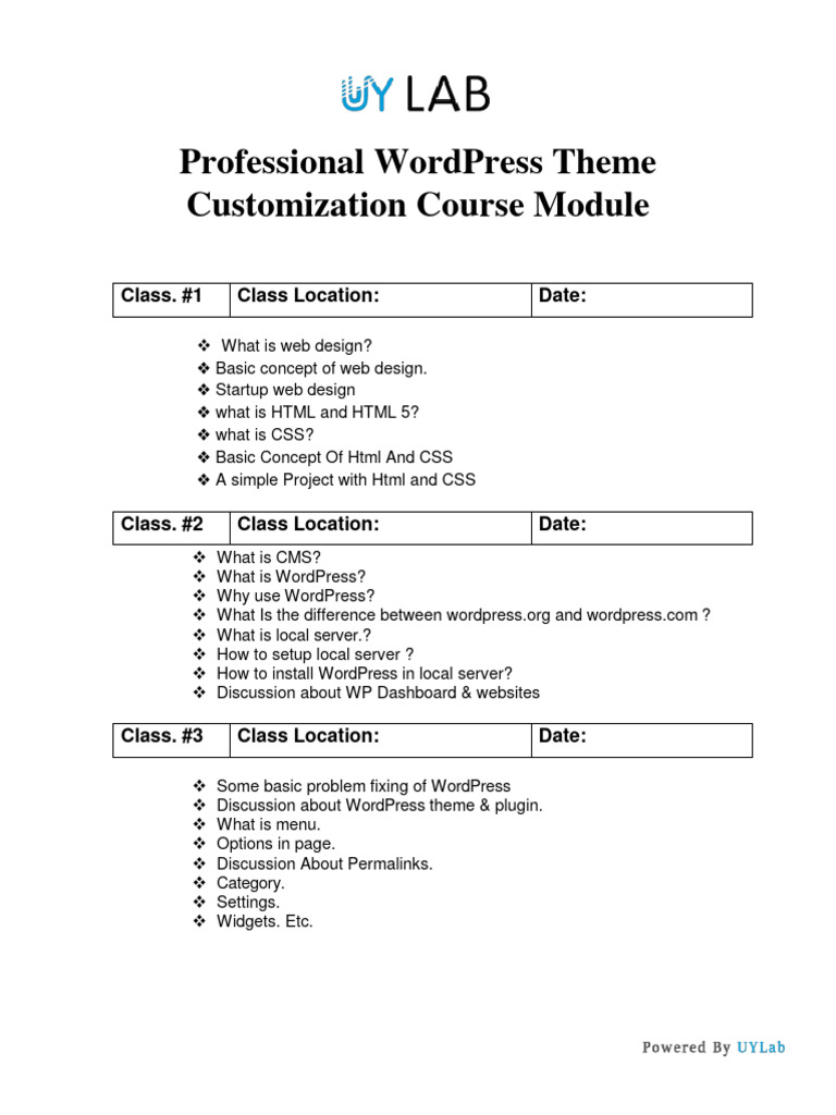 WordPress Theme Customization Course | PDF | Word Press | World Wide Web