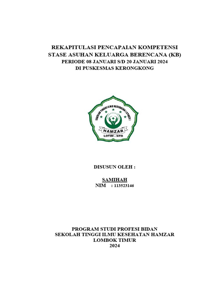 Cover Rekapitulasi KB | PDF