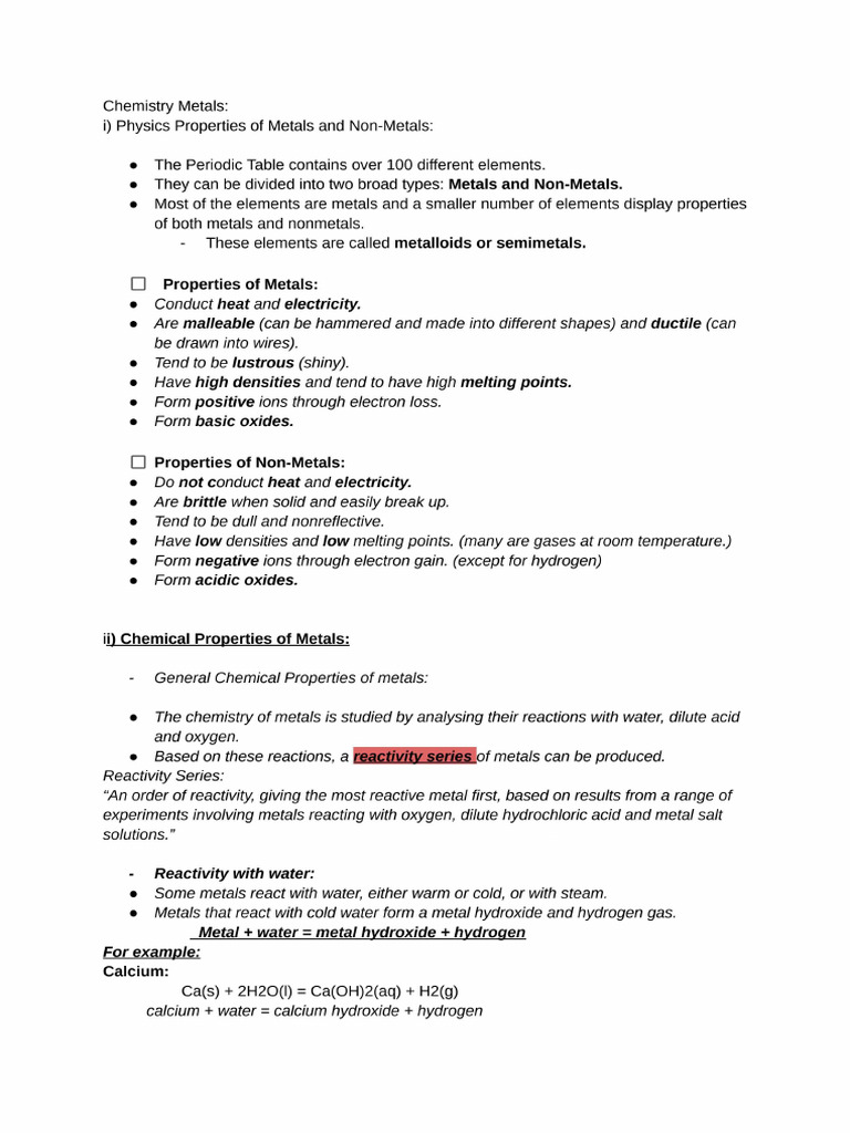 Chemistry Metals | PDF
