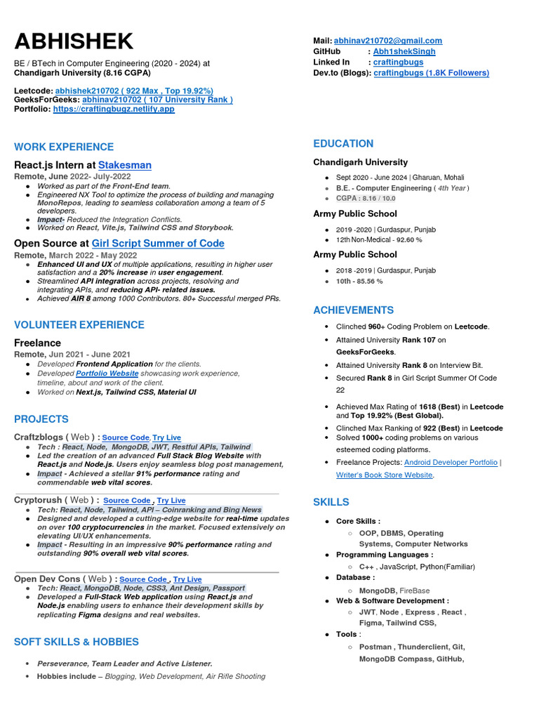 Computer Engineering Student Portfolio | PDF | World Wide Web ...