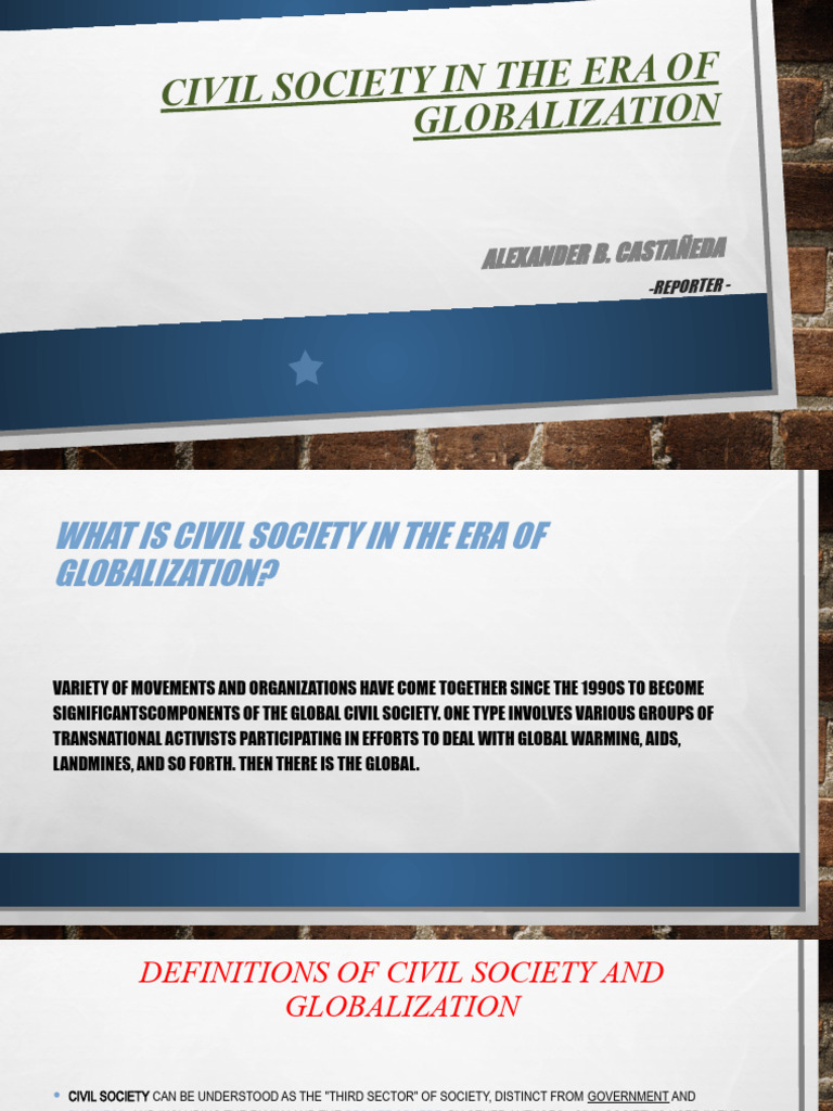 Civil Society in The Era of Globalization ALEXANDER | PDF | Civil ...