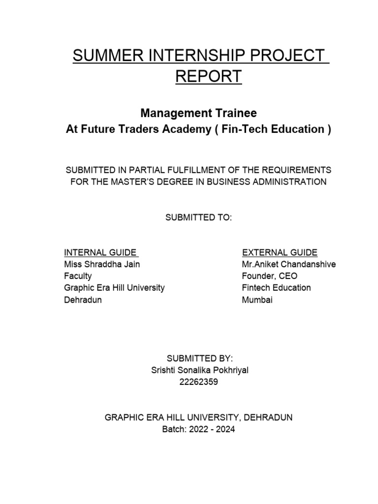 Management Trainee Insights in Fintech | PDF | Project Management | Day ...
