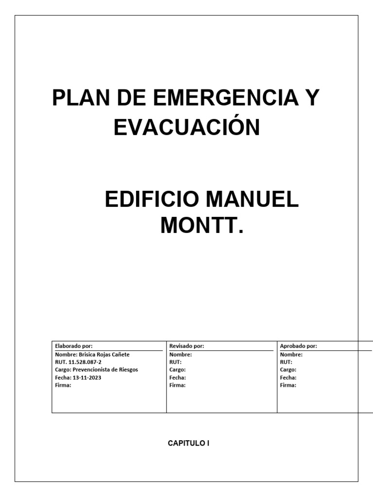 Plan de Emergencia y Evacuación Edificio Manuel Montt | PDF