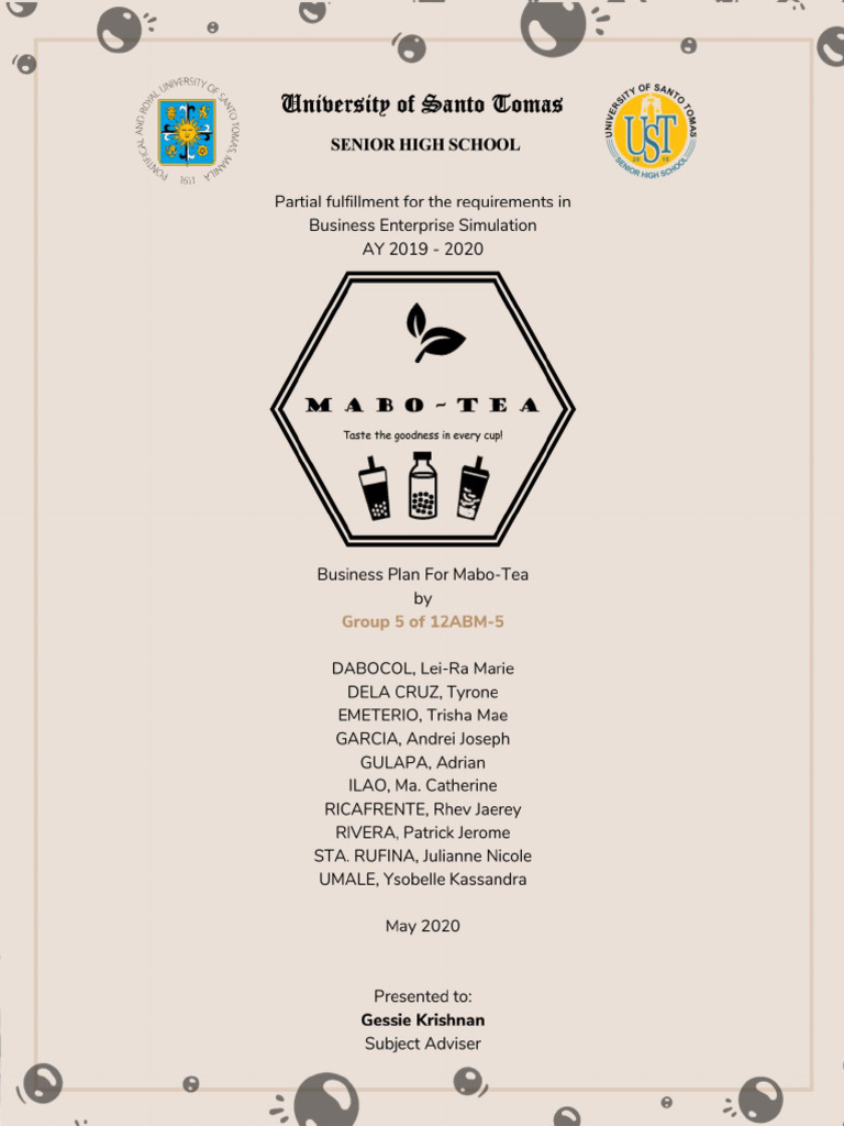 Ust Sample Business Plan | PDF | Survey Methodology | Brand