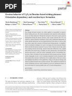 Erosion Behavior of Y2O3 in Fluorine-Based Etching Plasmas Orientation Dependency and Reaction Layer Formation