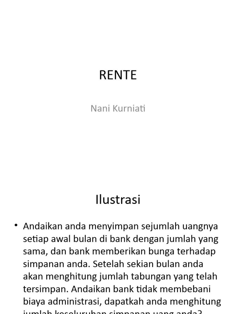 Pengertian dan Contoh Rente Kekal | PDF