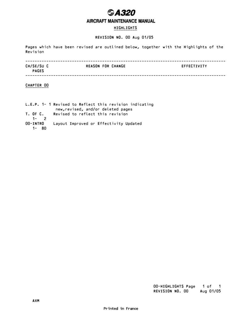 A320 AMM Revision Highlights | PDF | Transport | Aircraft