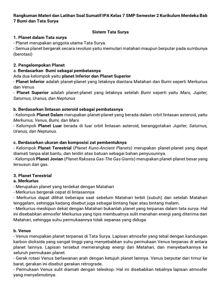 Latihan soal sumatif akhir tahun IPA kelas 7 SMP semester 2 disertai kunci jawaban