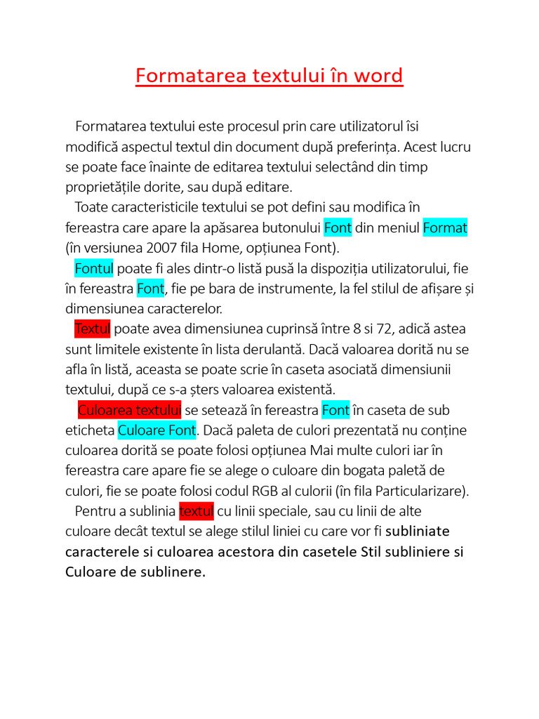 Formatarea Textului În Word - Copiere | PDF