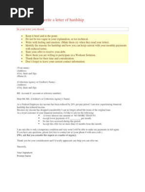 Hardship letter