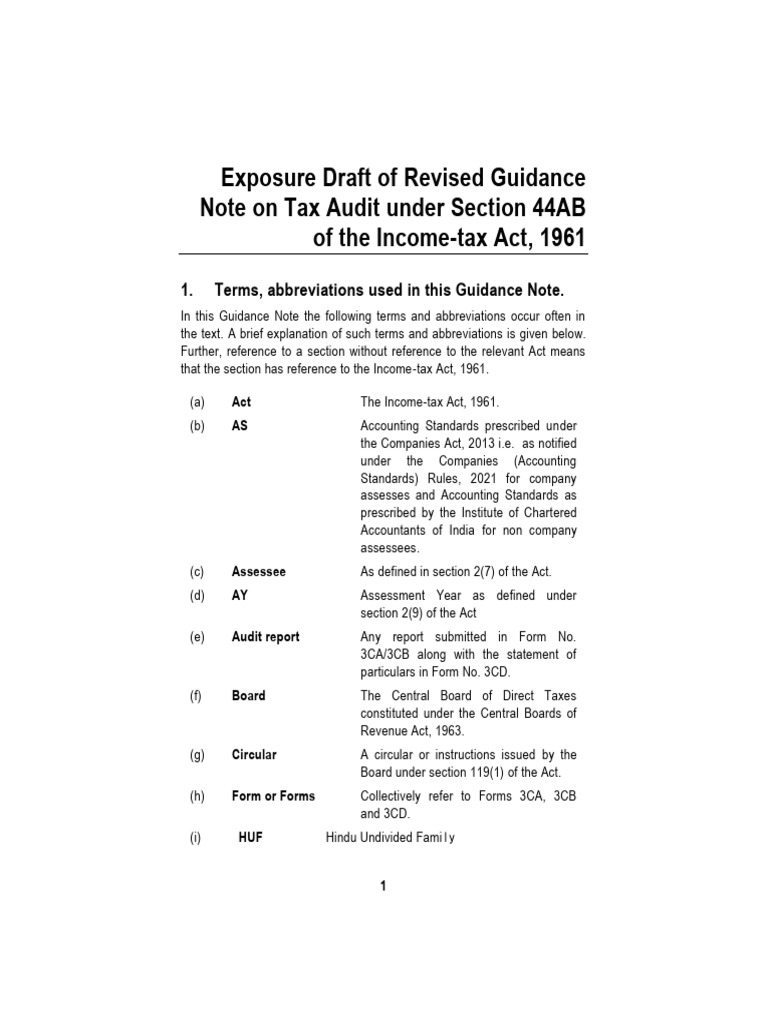 Guidance note on tax audit exposure draft pdf revenue payments
