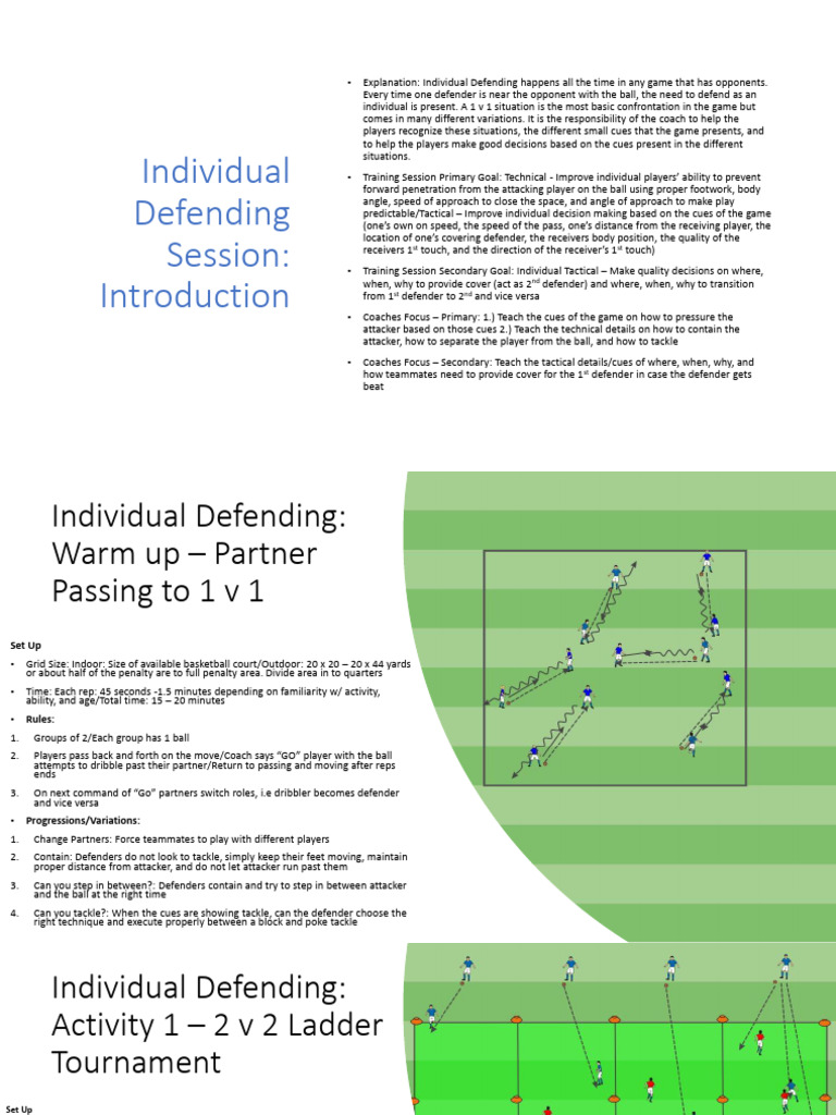 Individual Defending Session PDF Sports Football Codes
