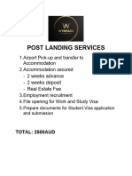 POST LANDING SERVICES and STUDENT VISA FEE